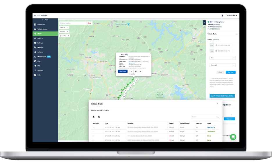 GPS Trackit dashboard