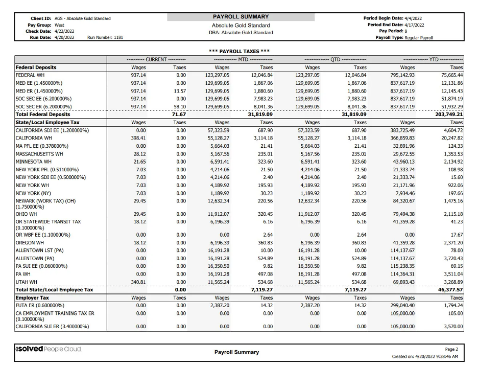 isolved payroll summary reports