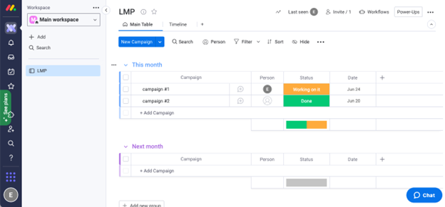 monday.com subtasks