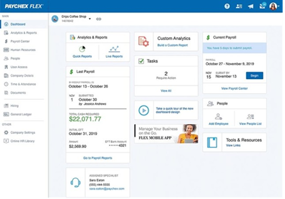 Paychex Flex user-friendly dashboard