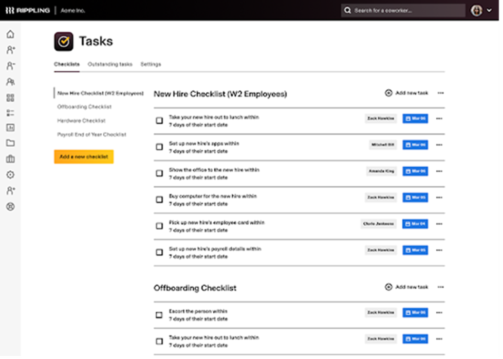 Gusto automated checklists