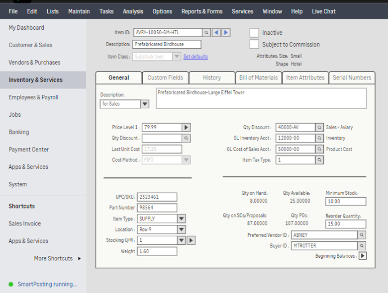 Sage 50 inventory management