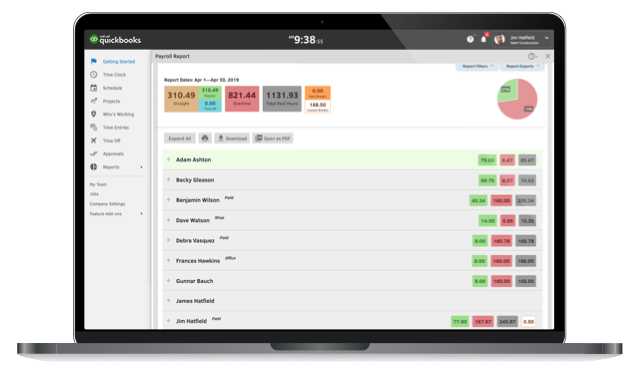 Payroll reporting with QuickBooks Time.