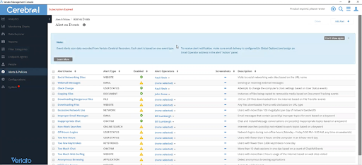 Veriato alert options