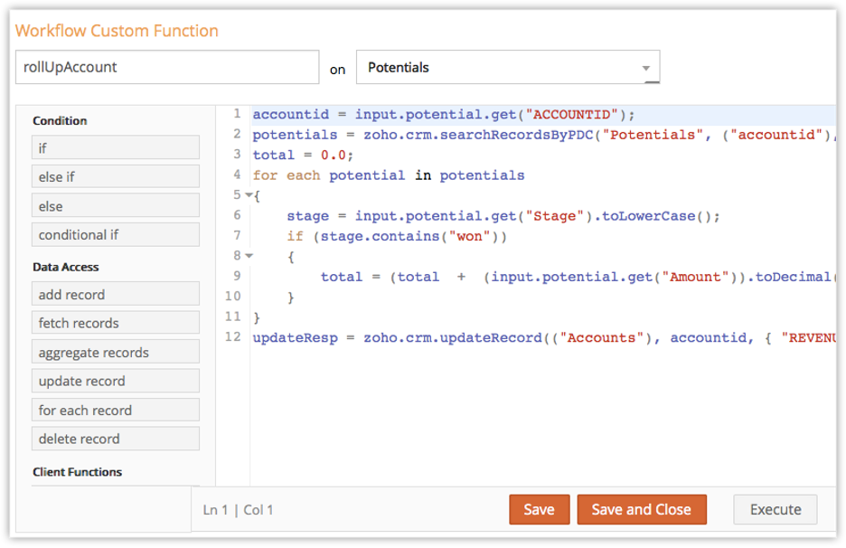 Zoho Books scripting language